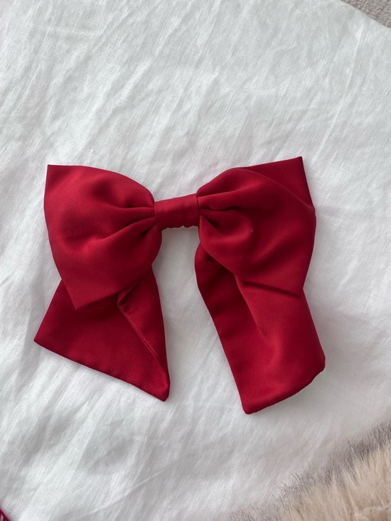 J. Crew Accessories - J. Crew Deep Red Satin Bow Hair Accessory